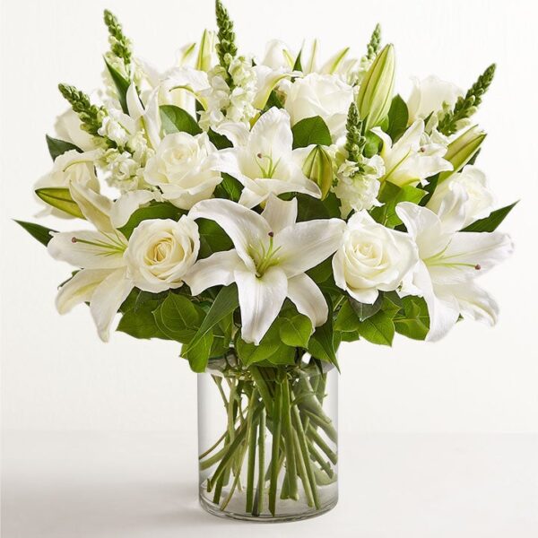 Classic All White Arrangement for Sympathy