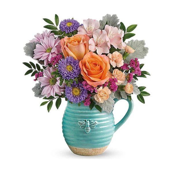 Teleflora's Busy Bee Pitcher Bouquet